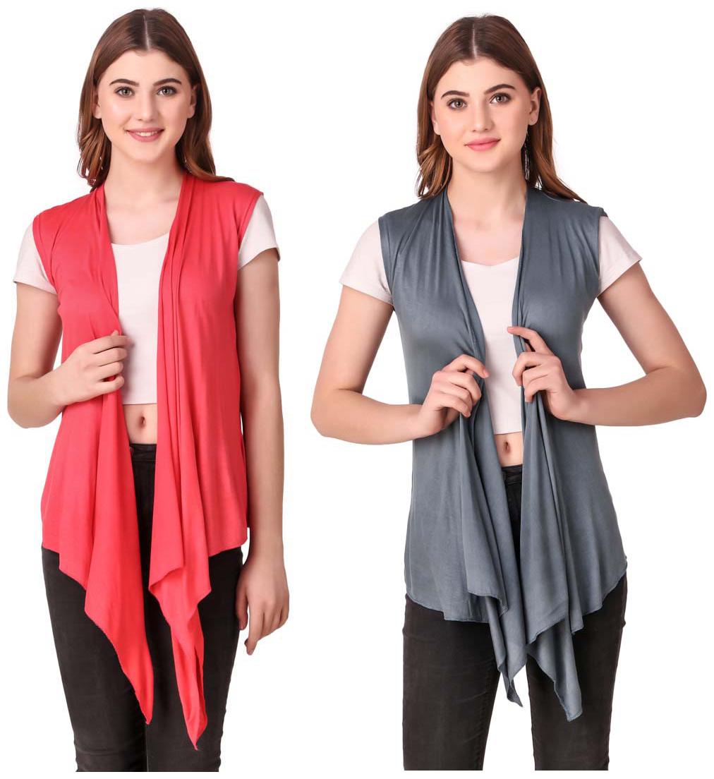 

Krishty Trading Casual Wear Shrug for women Peach Grey