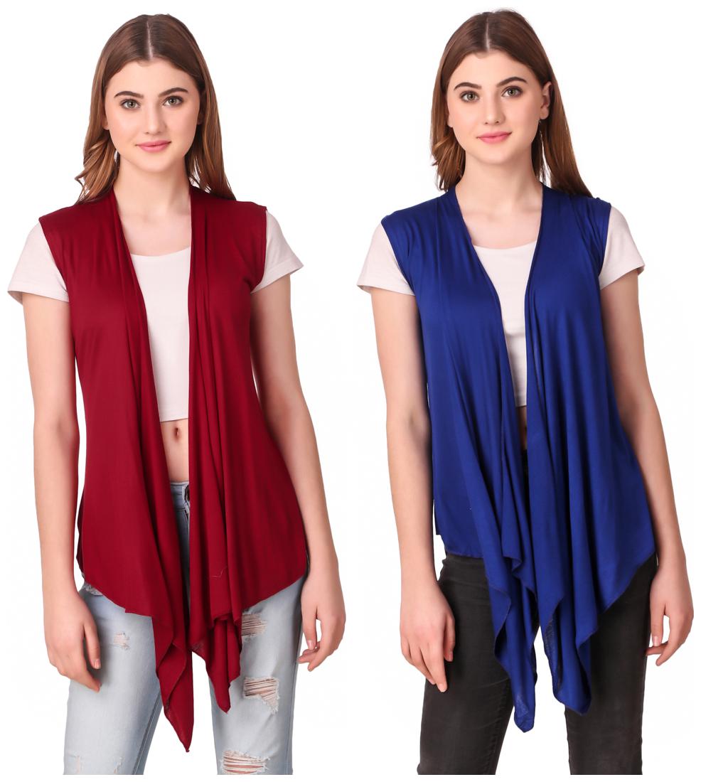

Krishty Trading Women Shrug - Maroon Blue