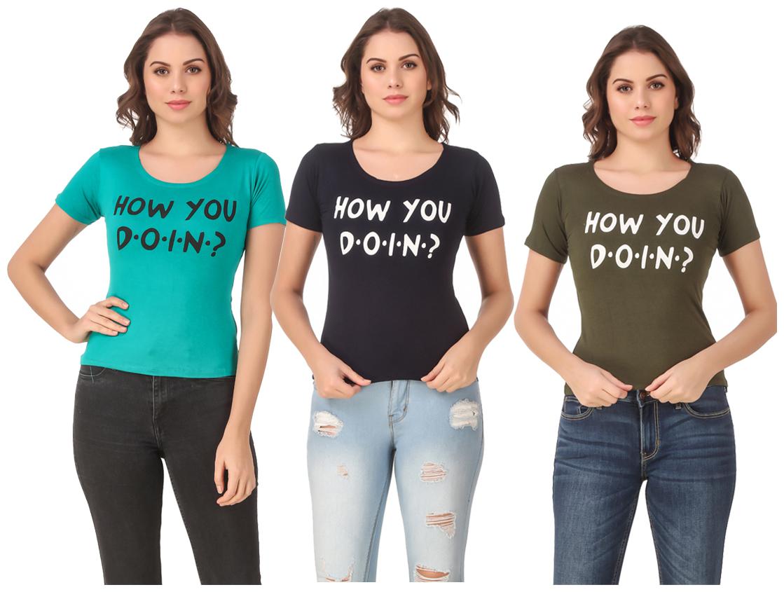 

Krishty Trading Lycra Casual Regular T Shirt Multi