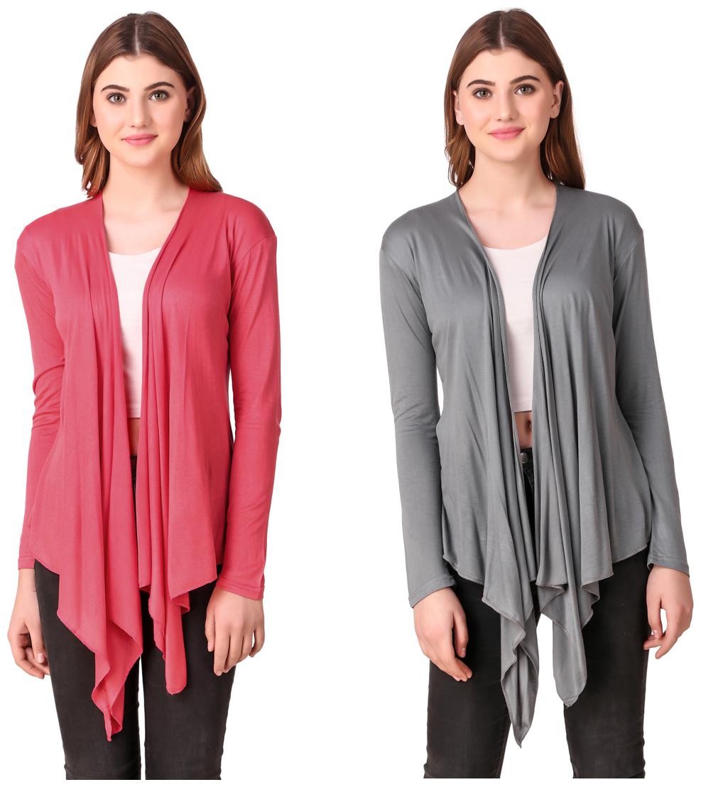 

Krishty Trading Casual Wear Shrug for women Peach Grey