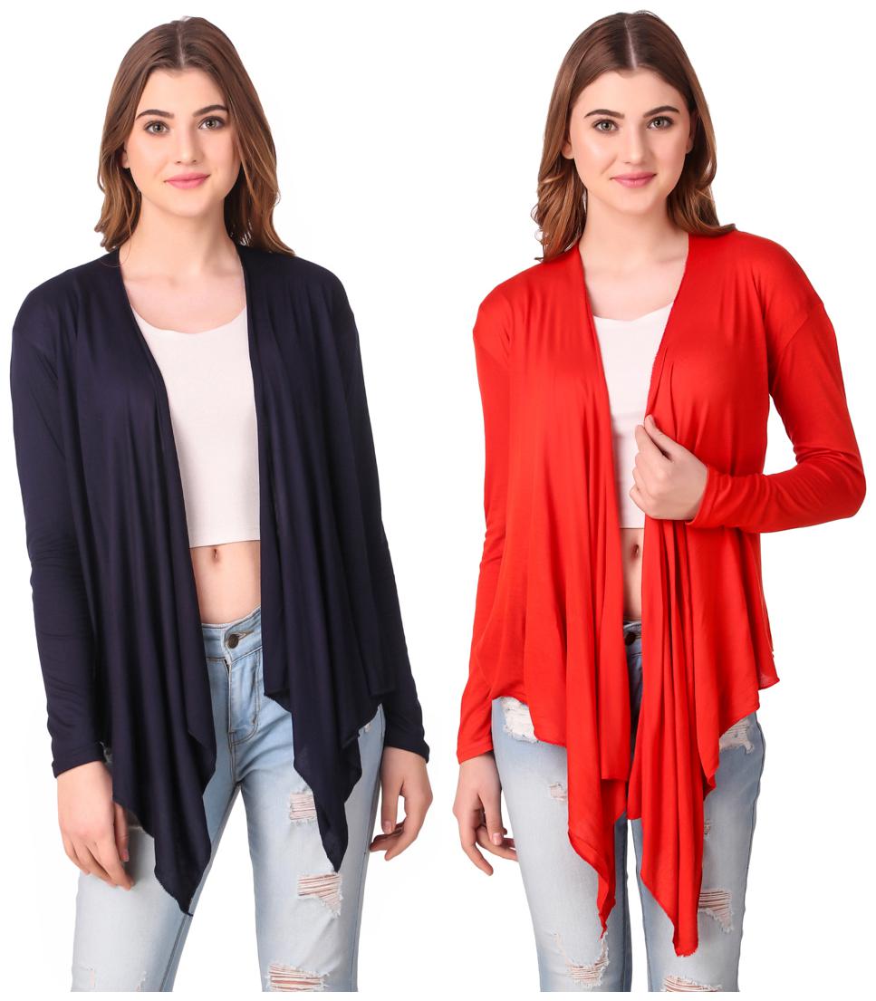 

Krishty Trading Casual Wear Shrug for women Navy Blue Red