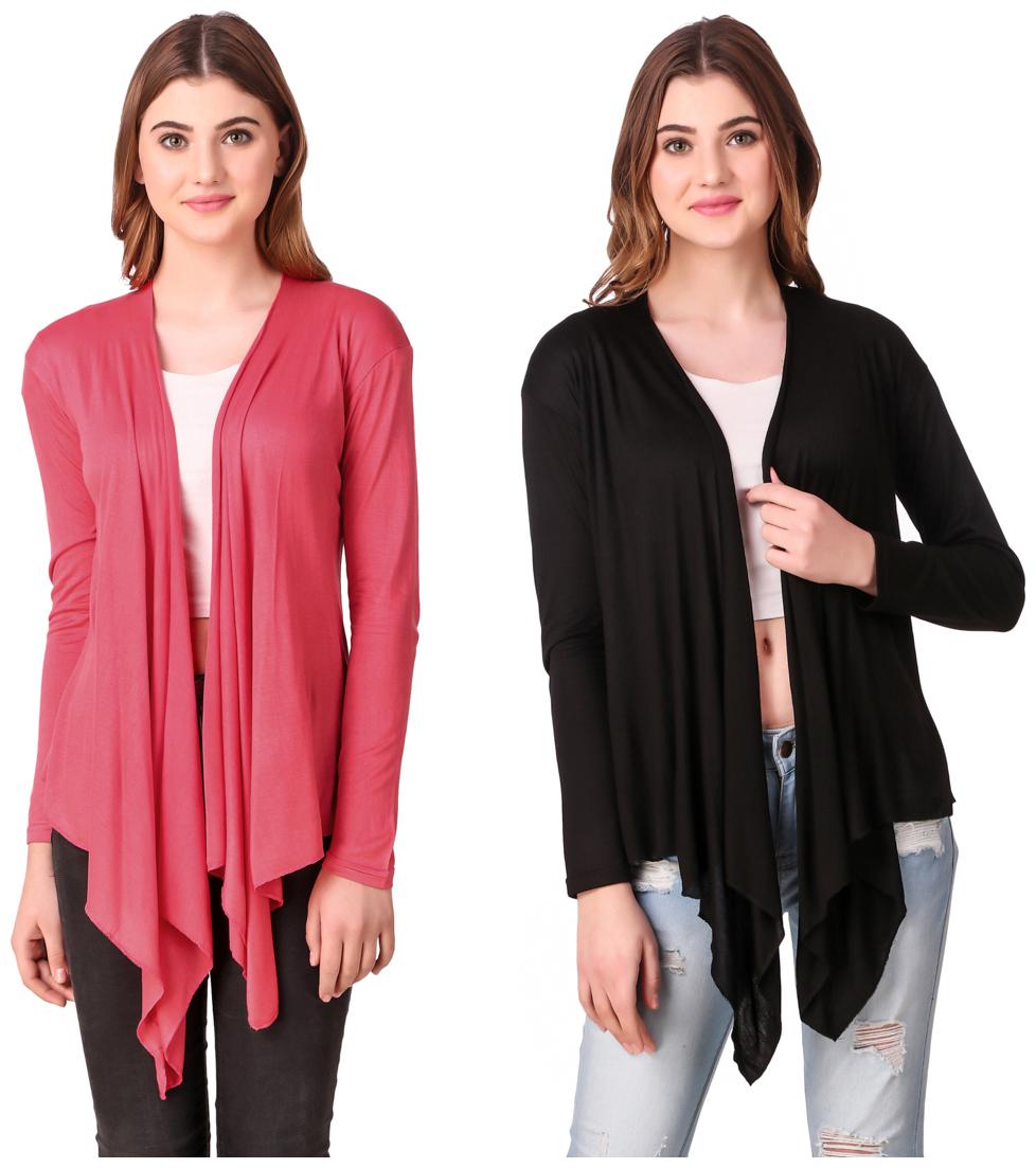 

Krishty Trading Casual Wear Shrug for women Peach Black