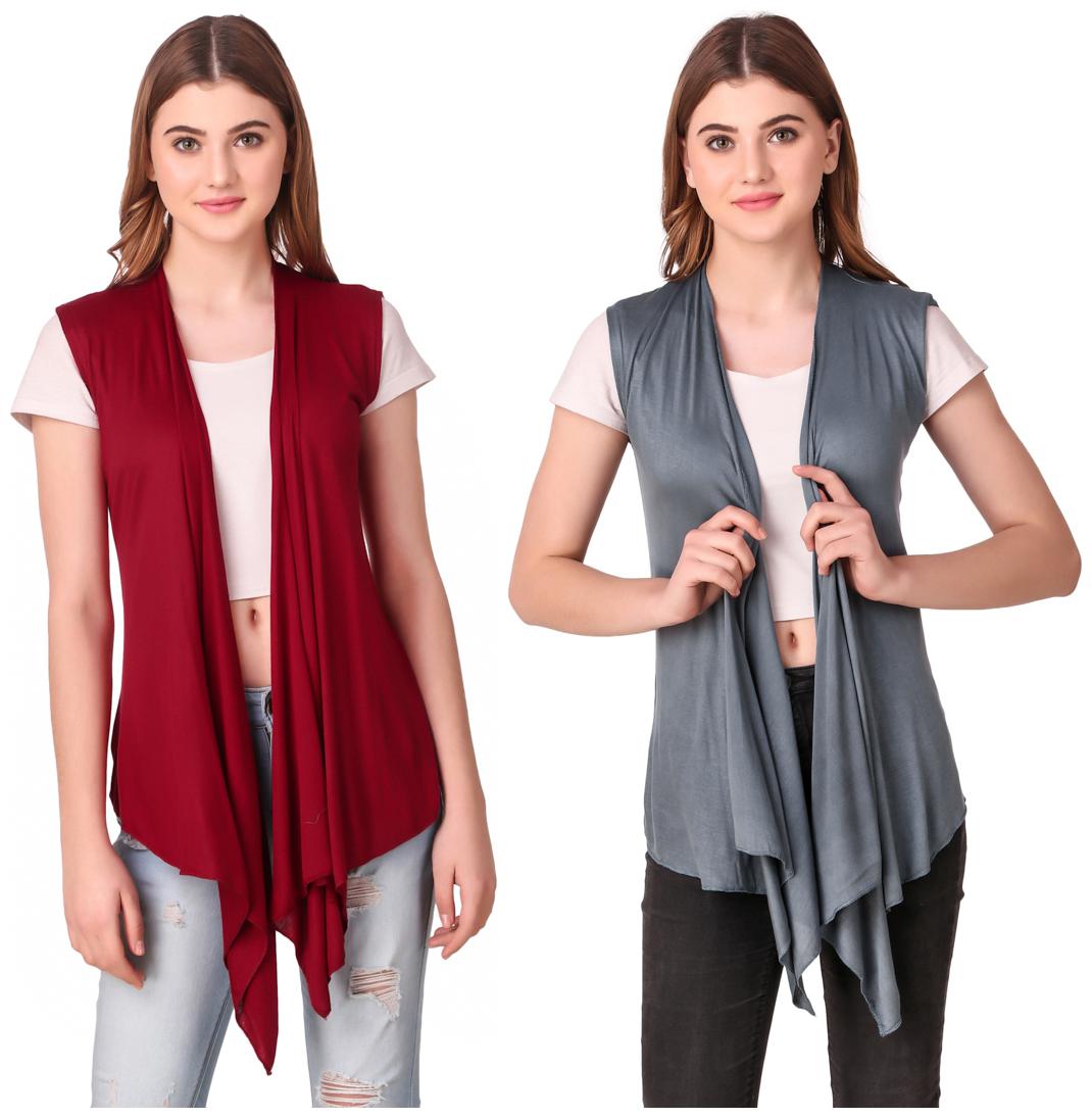 

Krishty Trading Women Shrug - Maroon Grey