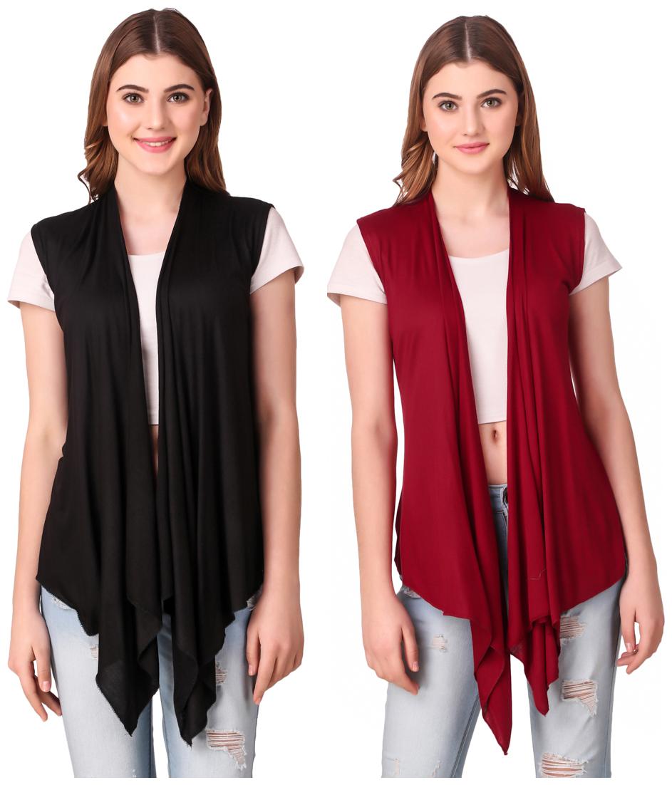 

Krishty Trading Women Shrug - Black Maroon