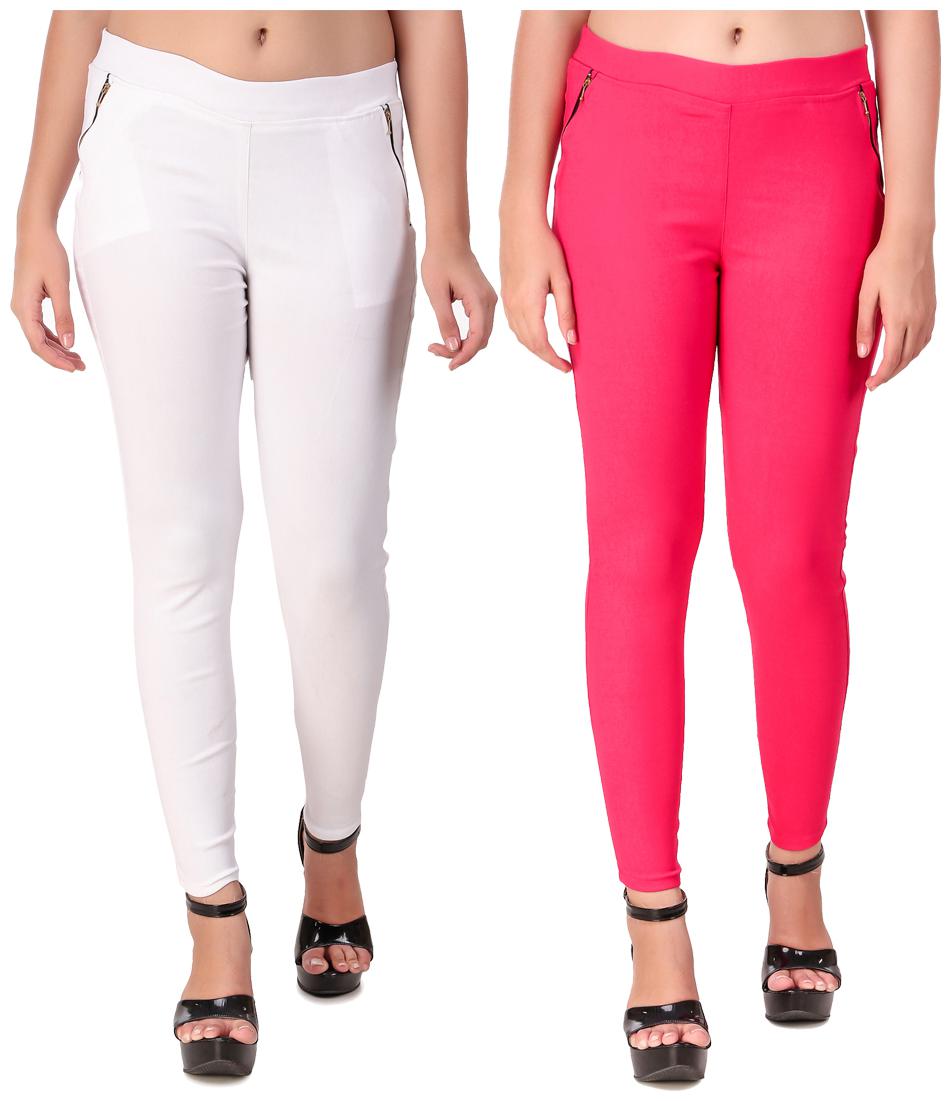 

Krishty Trading Women White Pink Skinny fit Jegging