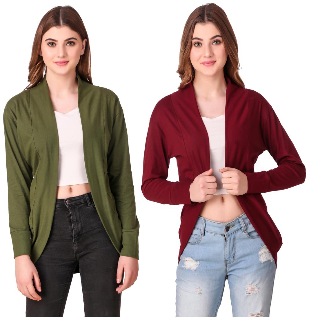 

Krishty Trading Women Shrug - Green Maroon