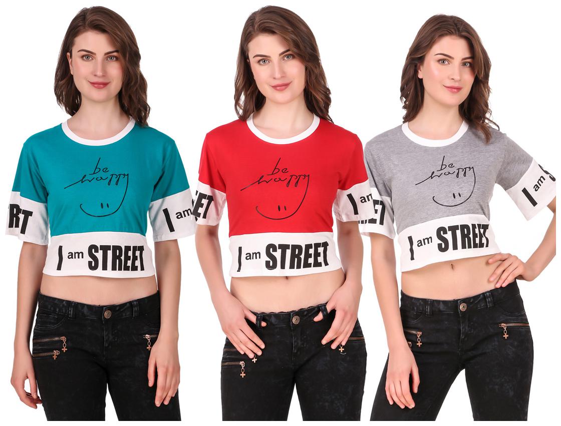 

Krishty Trading Women Printed Crop top - Multi