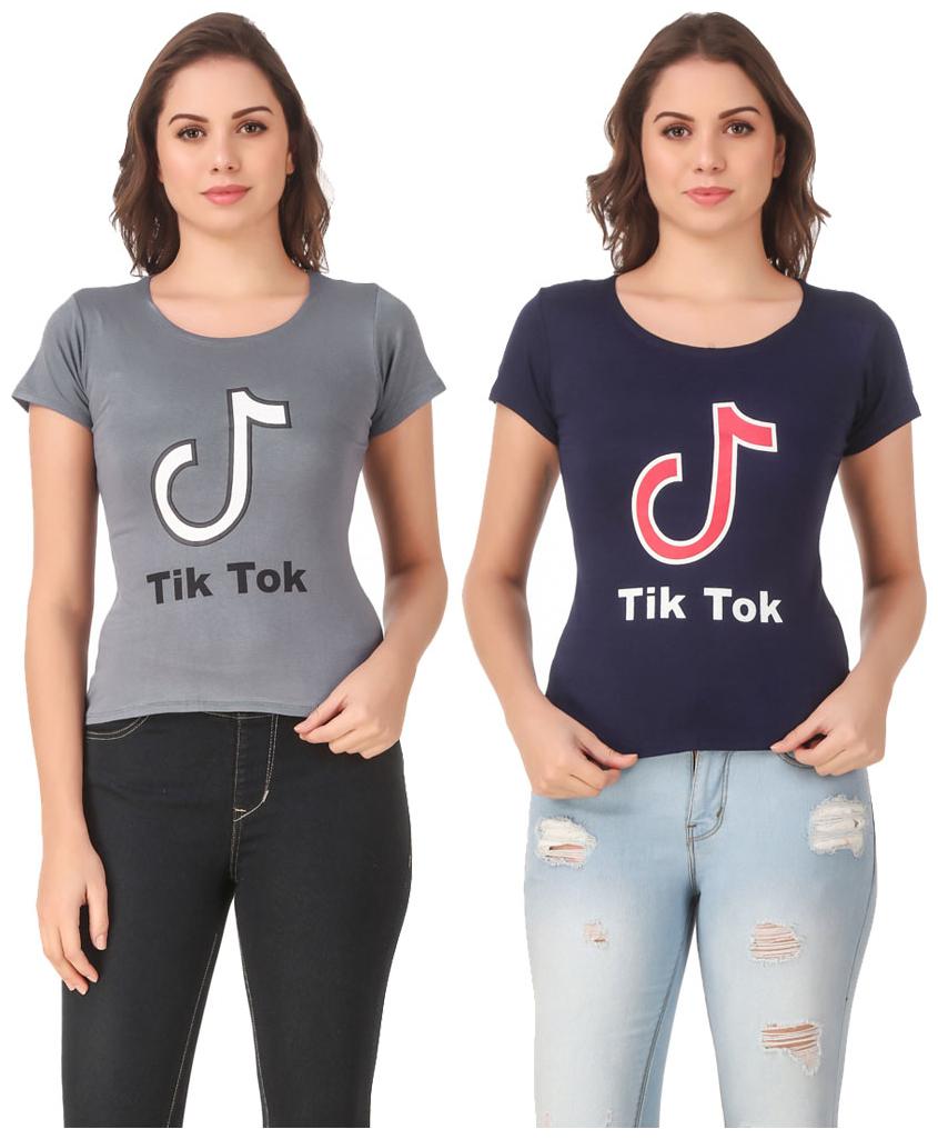 

Krishty Trading Lycra Printed Grey Navy Color T-Shirt