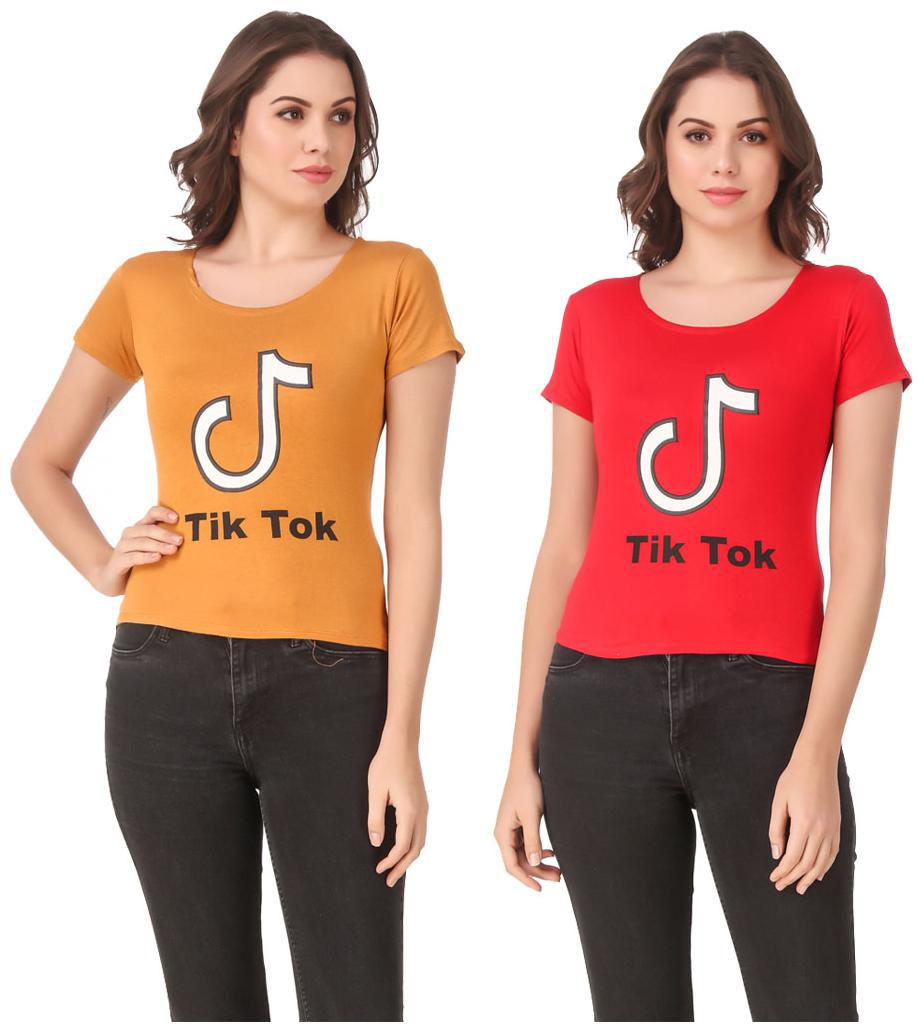 

Krishty Trading Lycra Printed Yellow Red Color T-Shirt