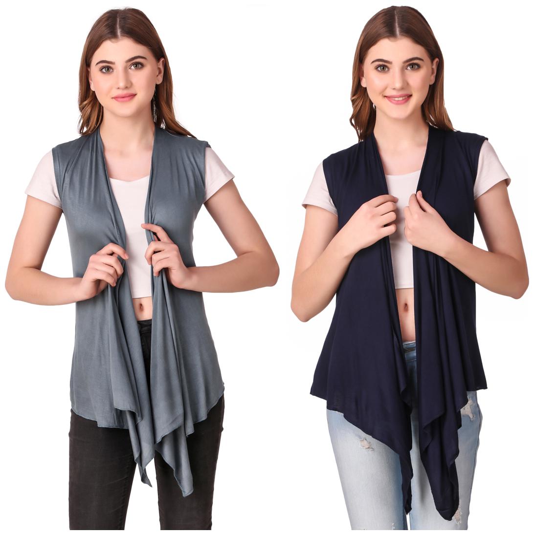 

Krishty Trading Casual Wear Shrug for women Grey Navy Blue
