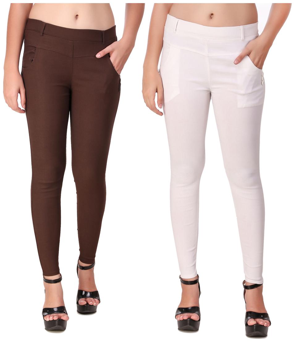 

Krishty Trading Women Brown White Skinny fit Jegging