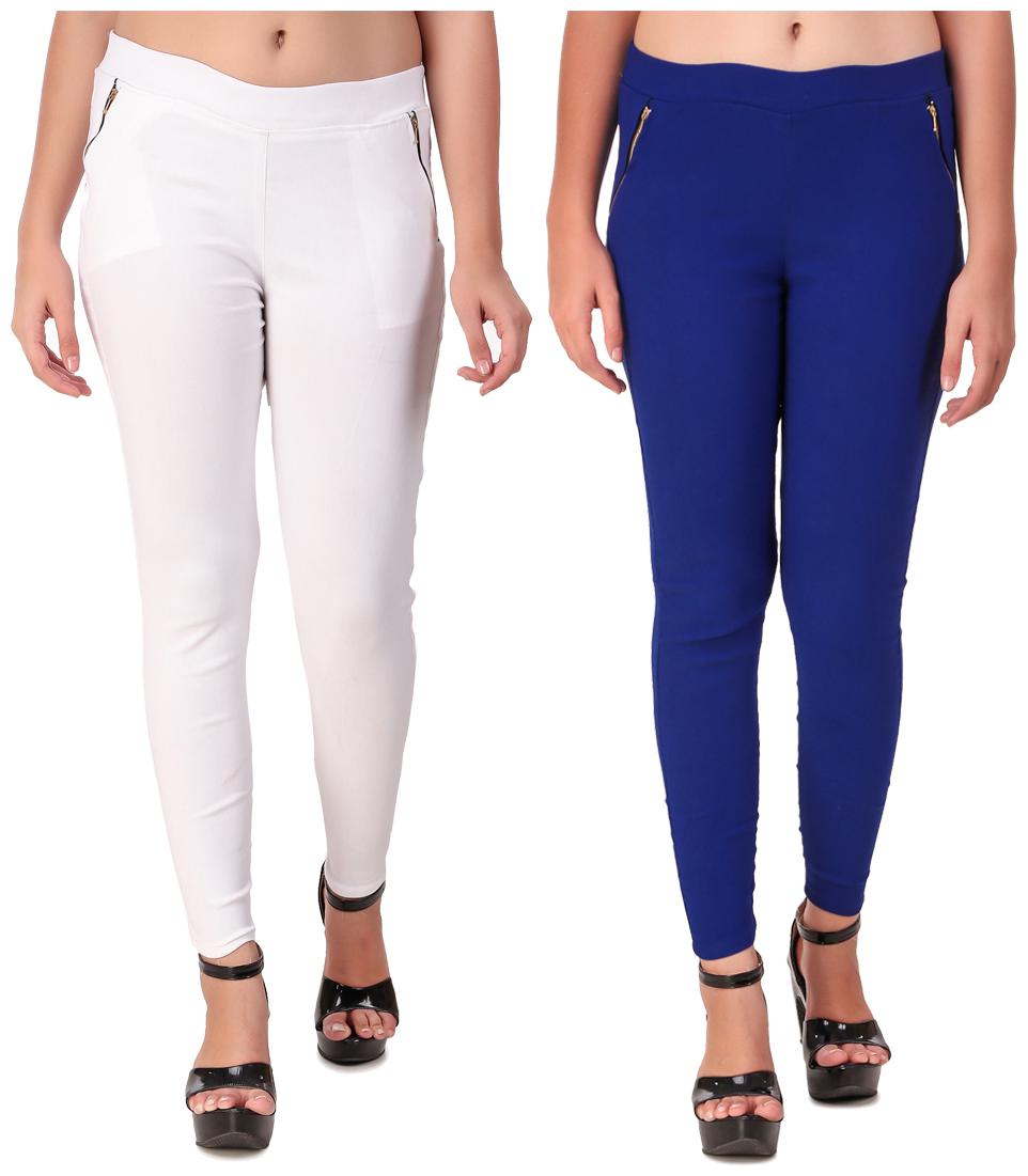 

Krishty Trading Women White Blue Skinny fit Jegging