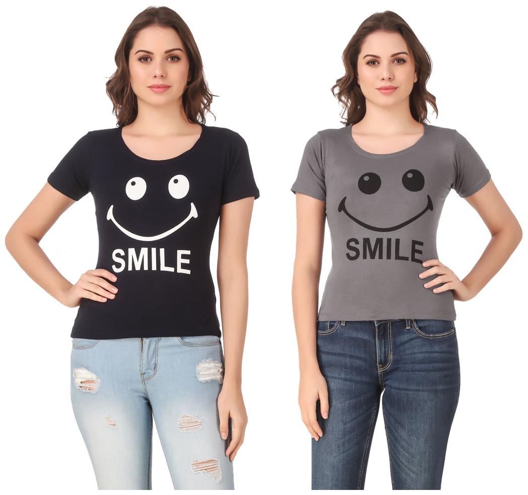 

Krishty Trading Lycra Printed Navy Grey Color T-Shirt