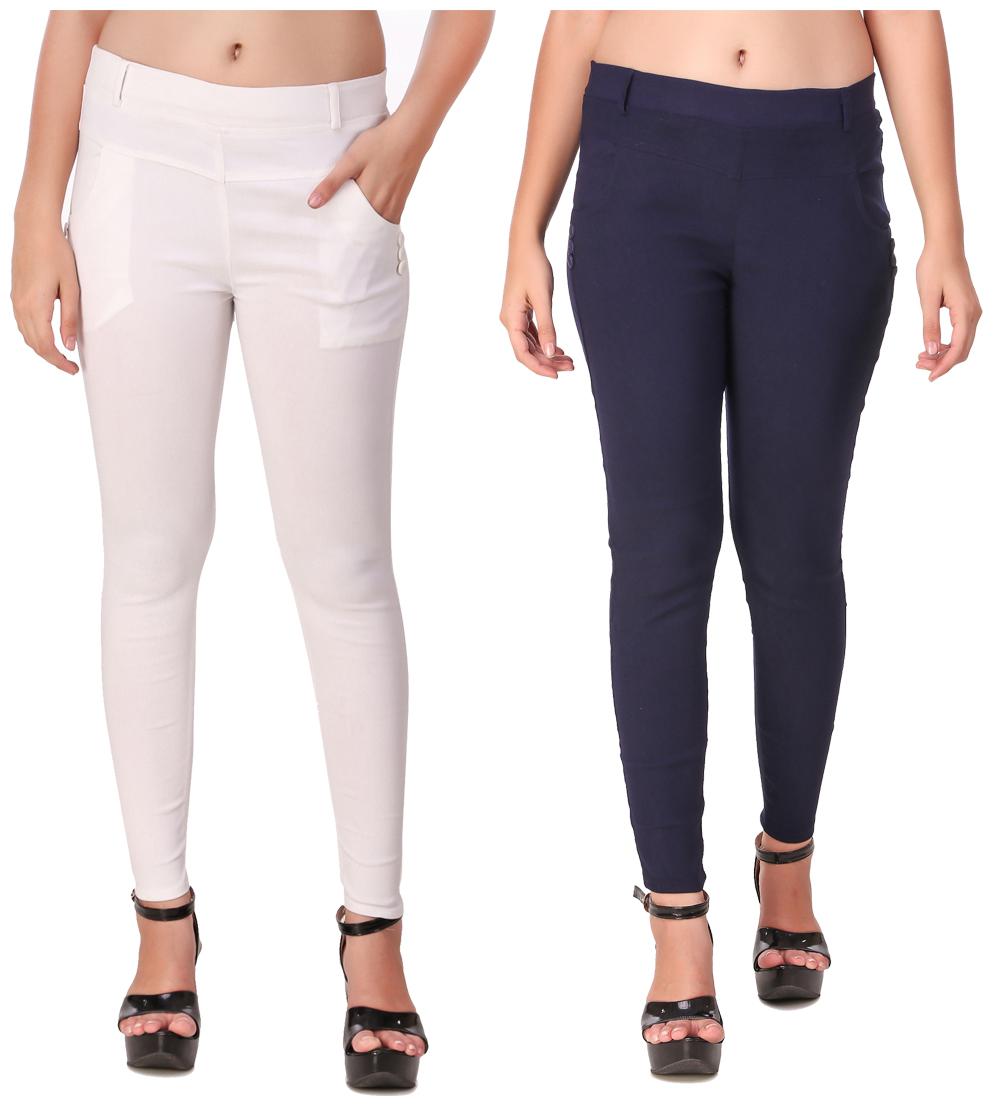 

Krishty Trading Women White Blue Skinny fit Jegging