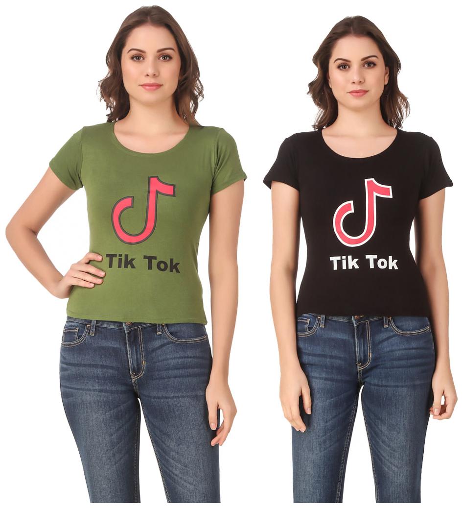 

Krishty Trading Lycra Printed Green Black Color T-Shirt