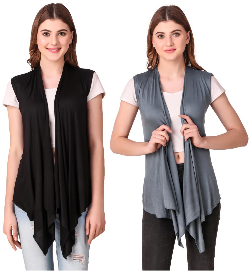 

Krishty Trading Women Shrug - Black Grey