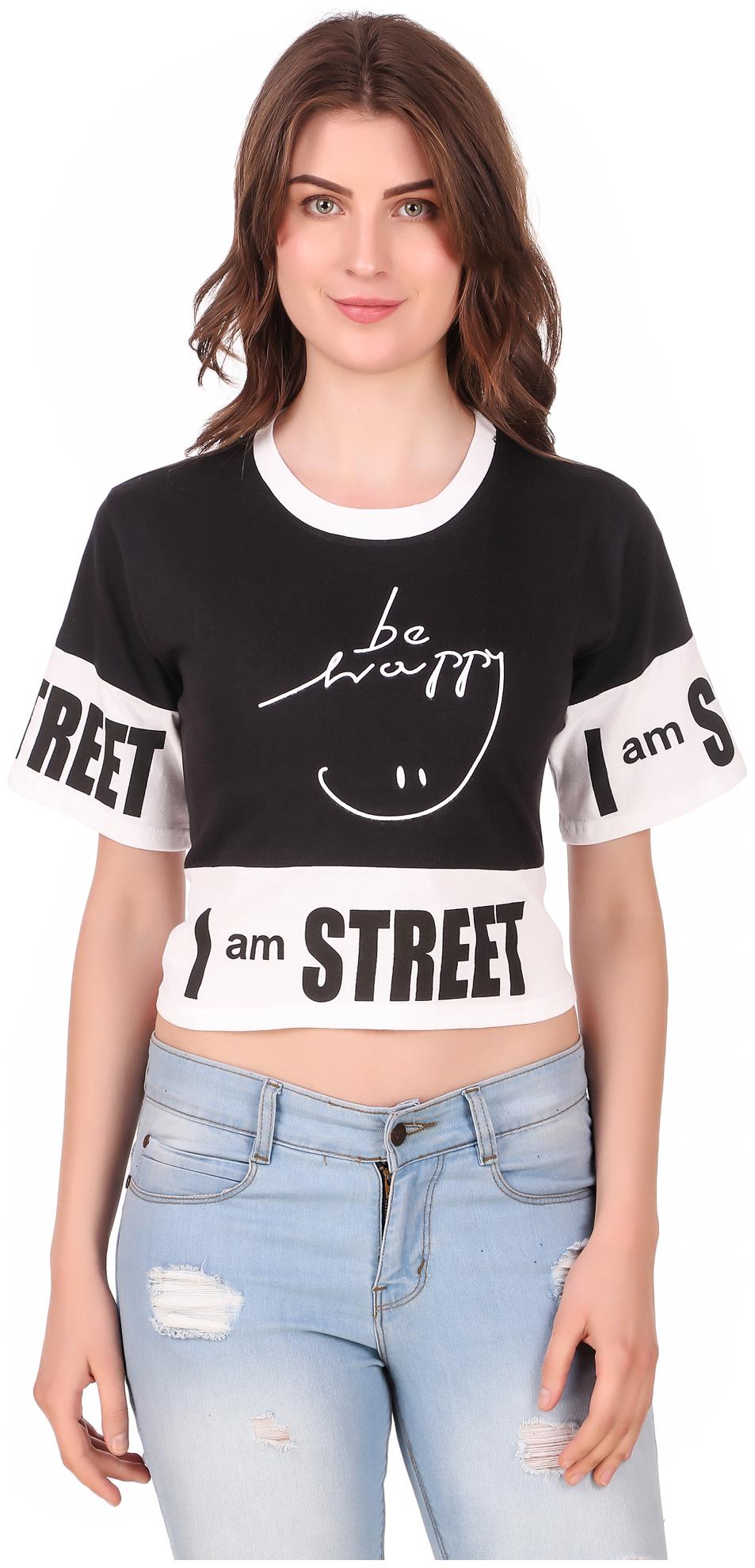

Krishty Trading Women Printed Crop top - Black