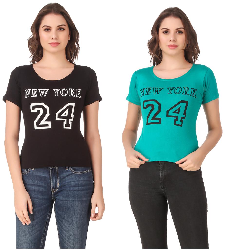 

Krishty Trading Lycra Printed Black Turquoise Color T-Shirt