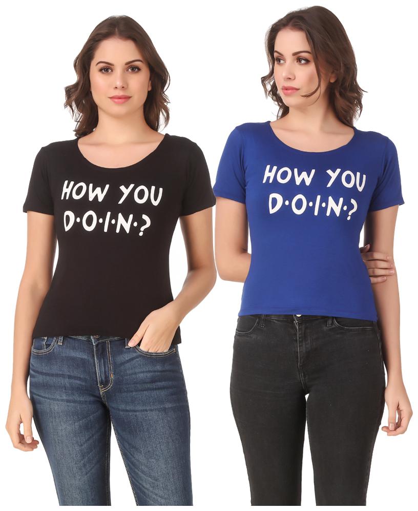

Krishty Trading Lycra Printed Black Blue Color T-Shirt