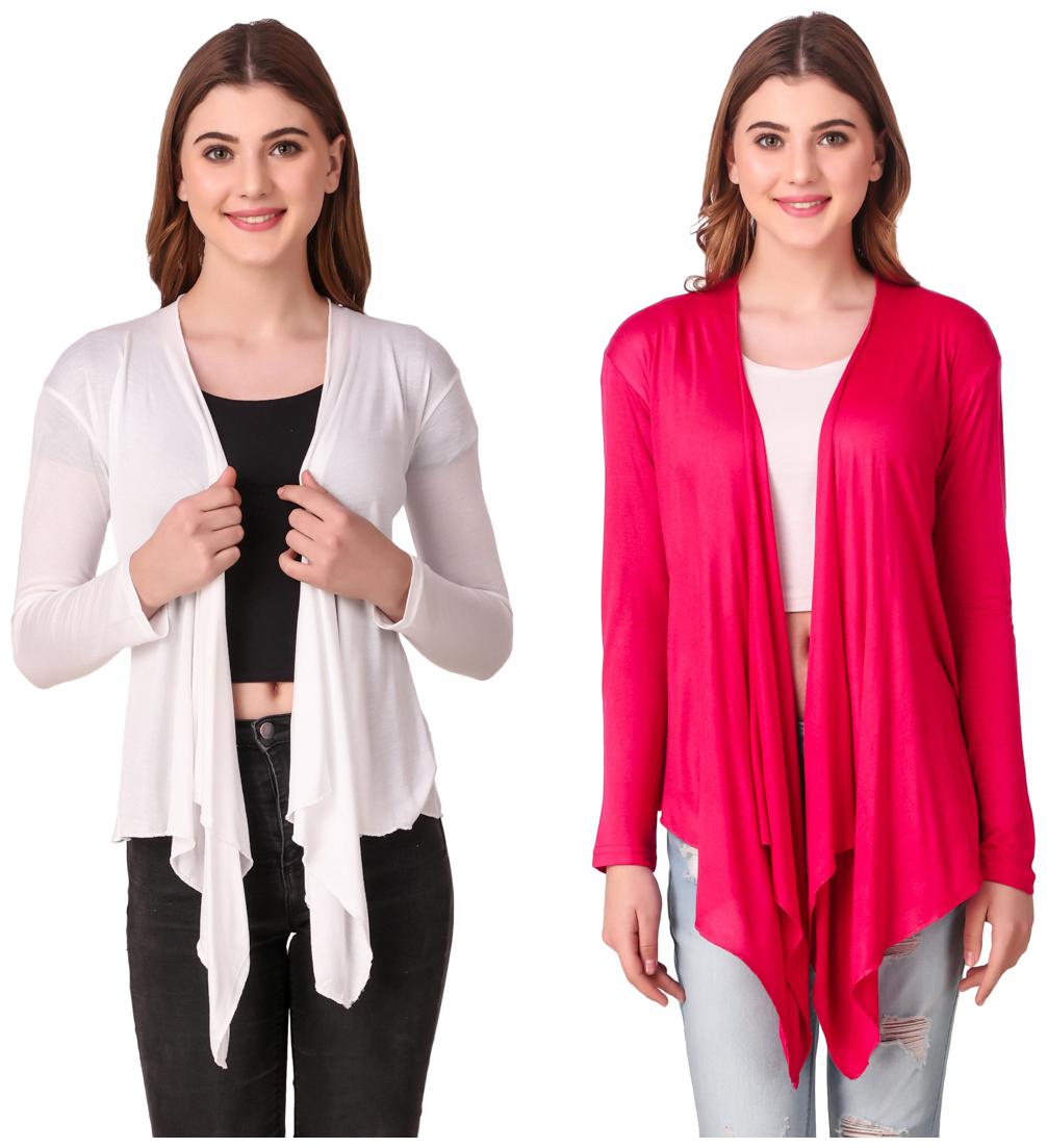 

Krishty Trading Women Shrug - White Pink