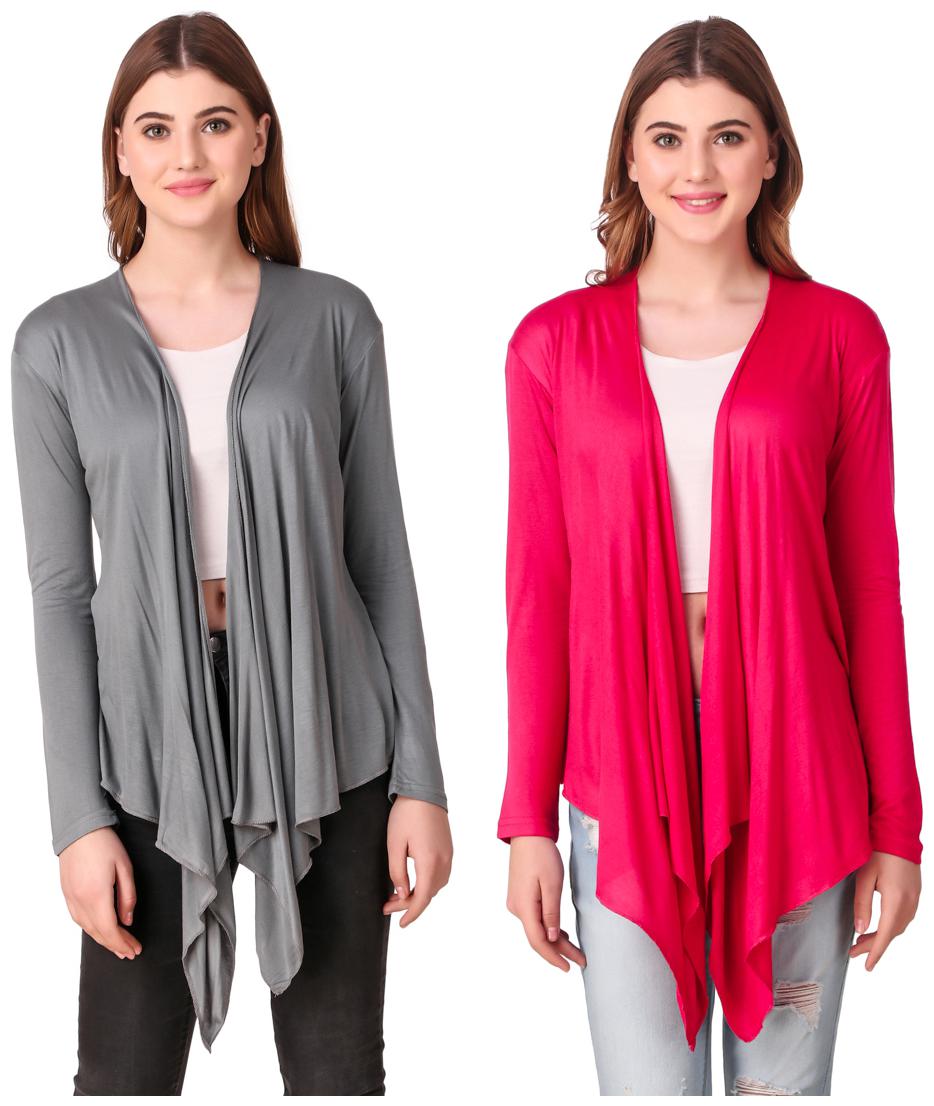 

Krishty Trading Women Shrug - Grey Pink