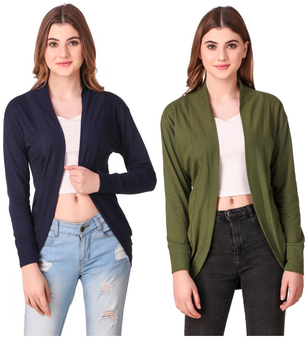 

Krishty Trading Casual Wear Shrug for women Navy Blue Green