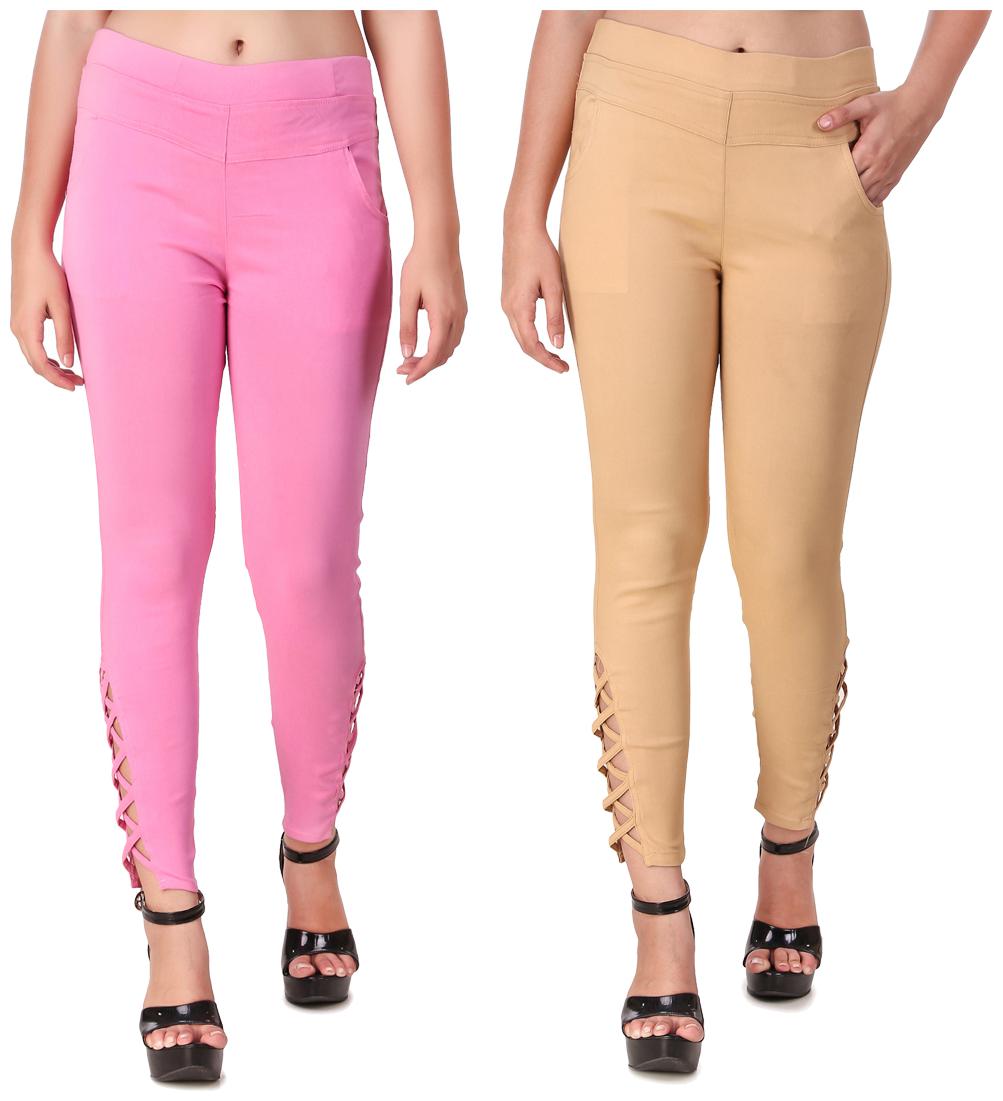 

Krishty Trading Women Pink Beige Skinny fit Jegging
