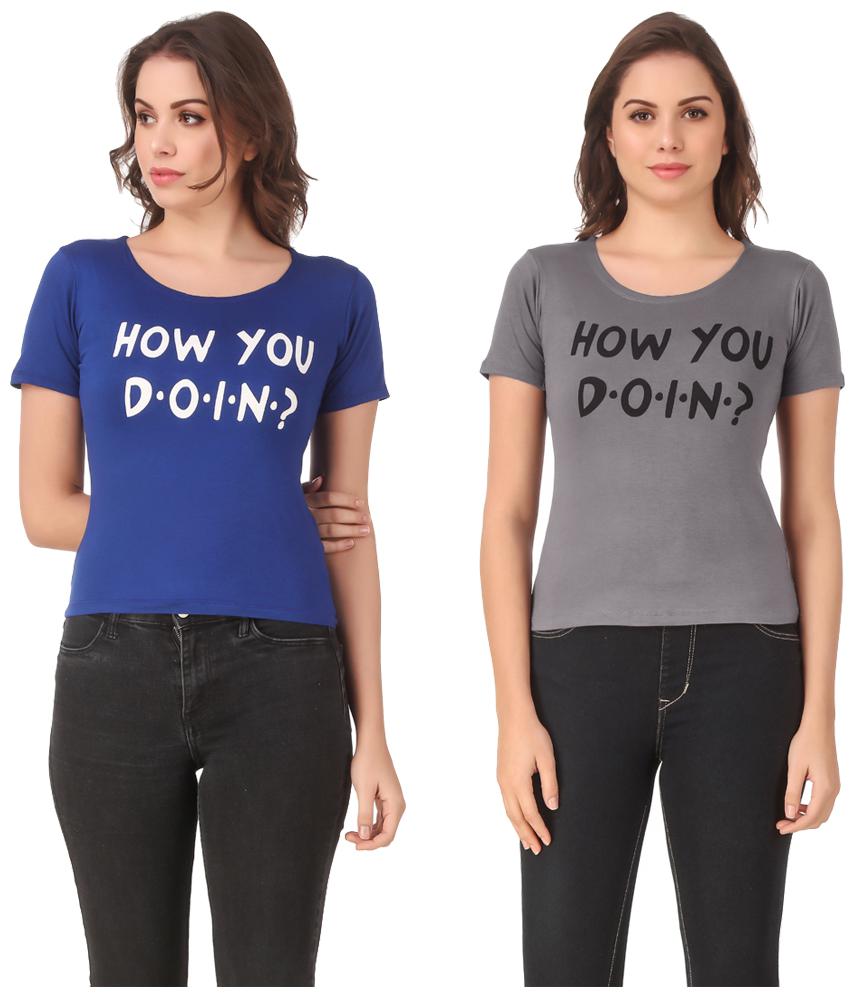 

Krishty Trading Lycra Printed Blue Grey Color T-Shirt