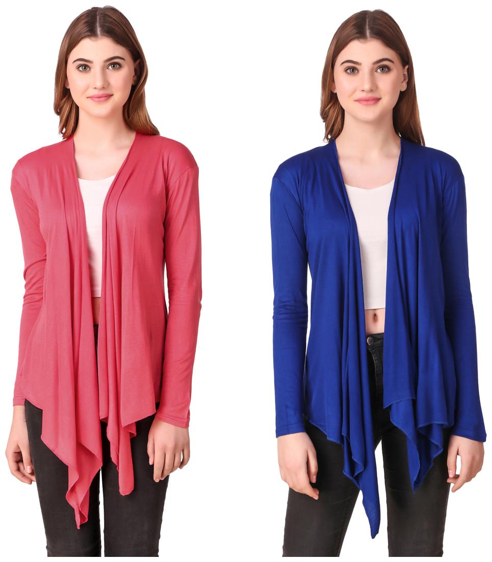 

Krishty Trading Casual Wear Shrug for women Peach Blue