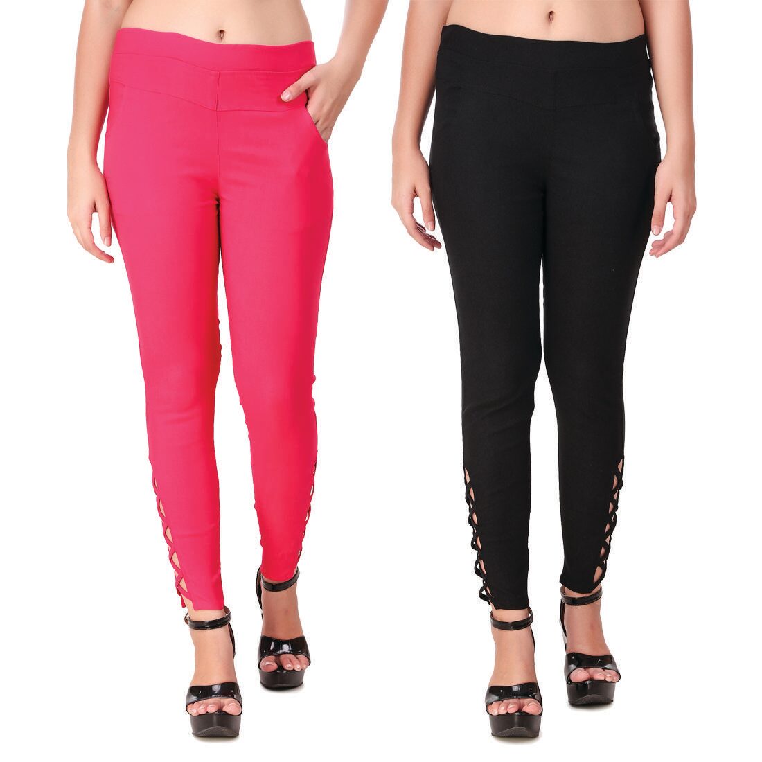 

Krishty Trading Women Pink Black Skinny fit Jegging