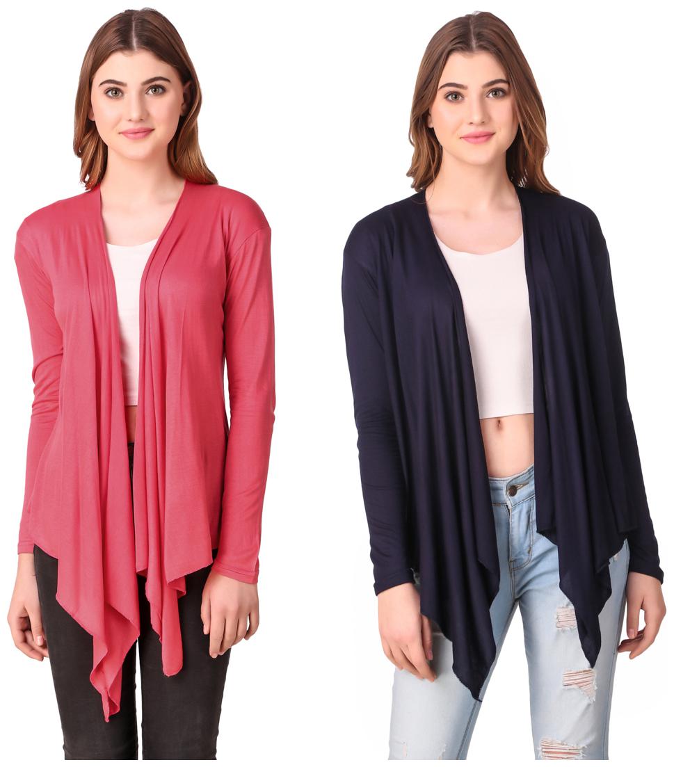 

Krishty Trading Casual Wear Shrug for women Peach Navy Blue