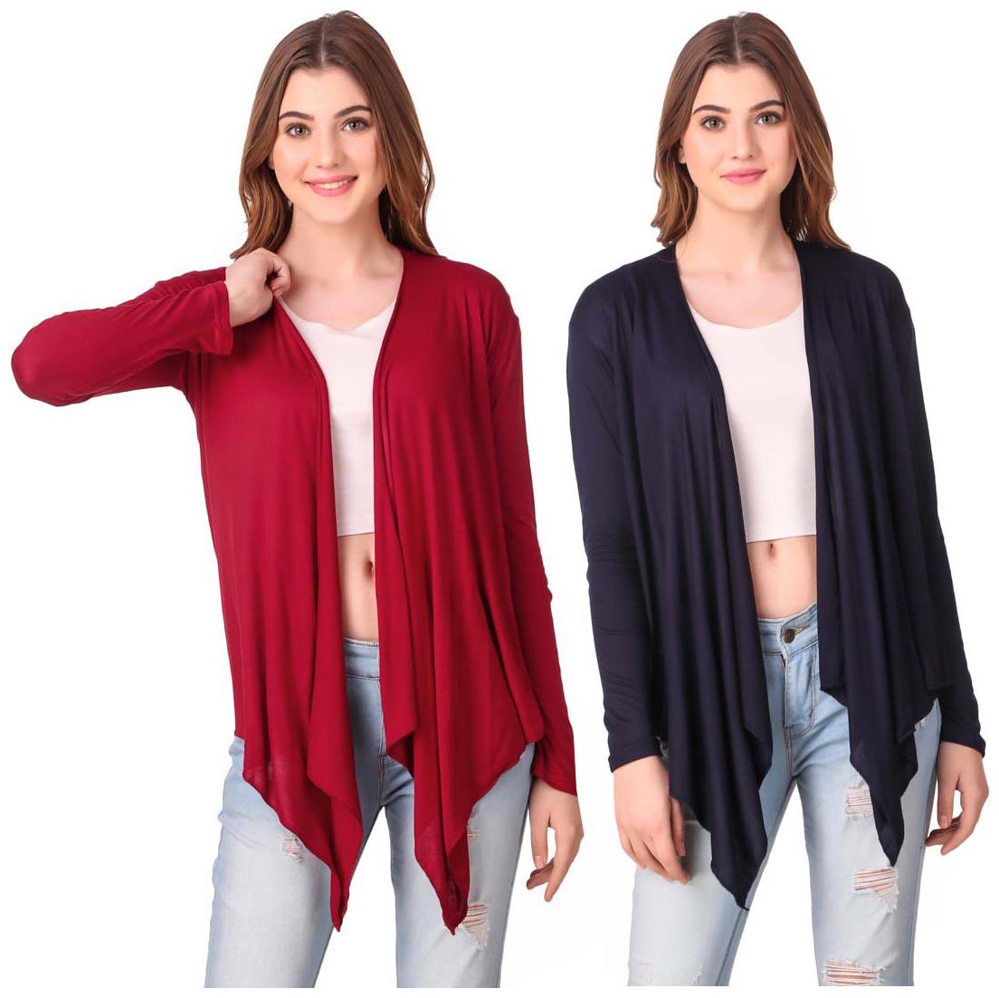 

Krishty Trading Casual Wear Shrug for women Maroon Navy Blue