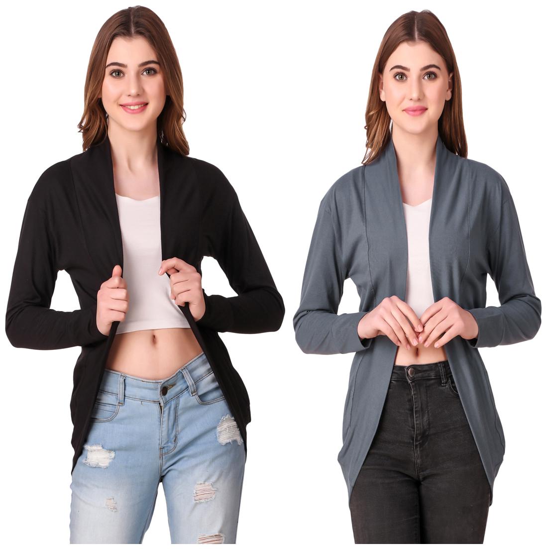 

Krishty Trading Women Shrug - Black Grey