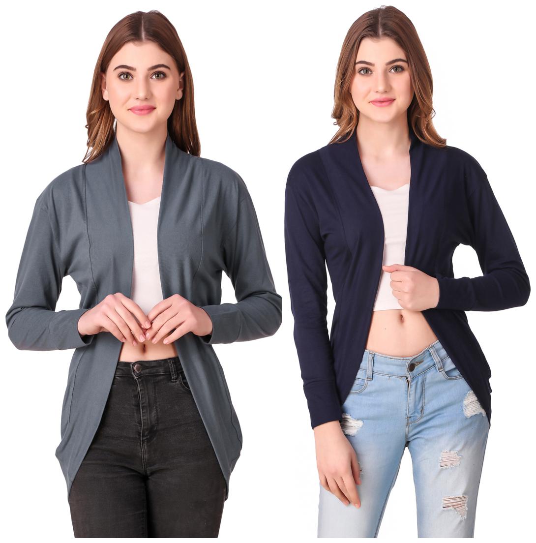 

Krishty Trading Casual Wear Shrug for women Grey Navy Blue