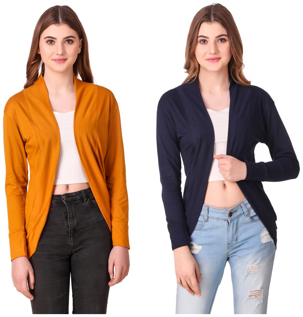 

Krishty Trading Casual Wear Shrug for women Yellow Navy Blue