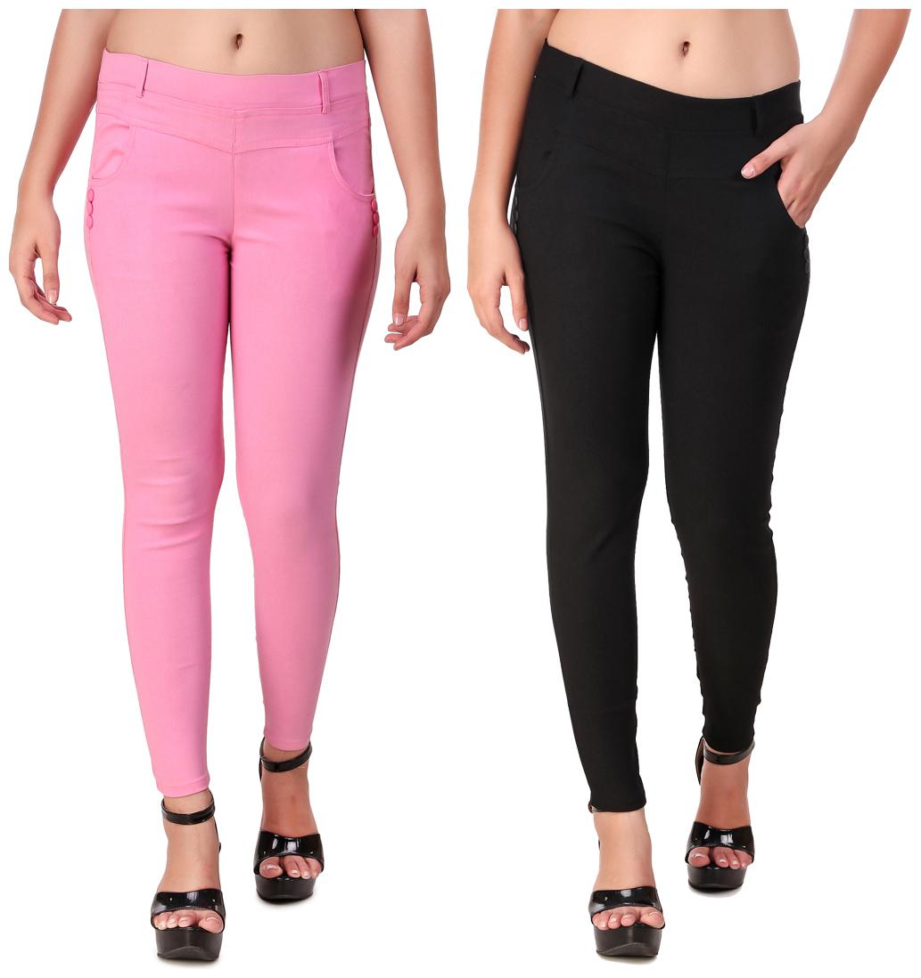 

Krishty Trading Women Pink Black Skinny fit Jegging