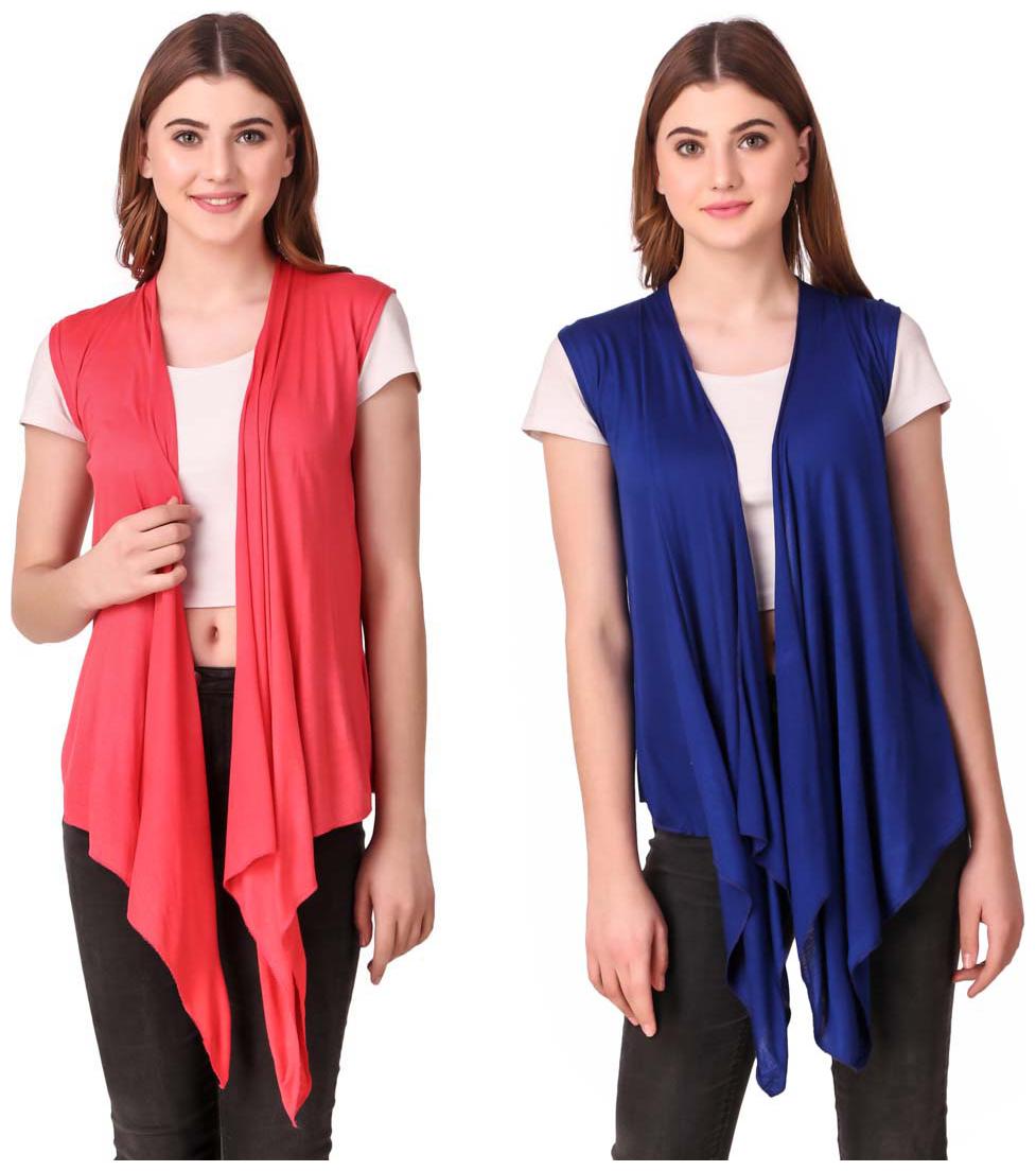 

Krishty Trading Casual Wear Shrug for women Peach Blue