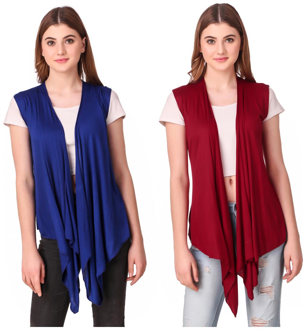 

Krishty Trading Women Shrug - Blue Maroon