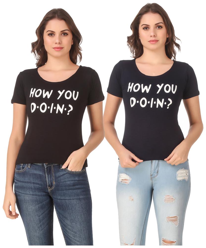 

Krishty Trading Lycra Printed Black Navy Color T-Shirt