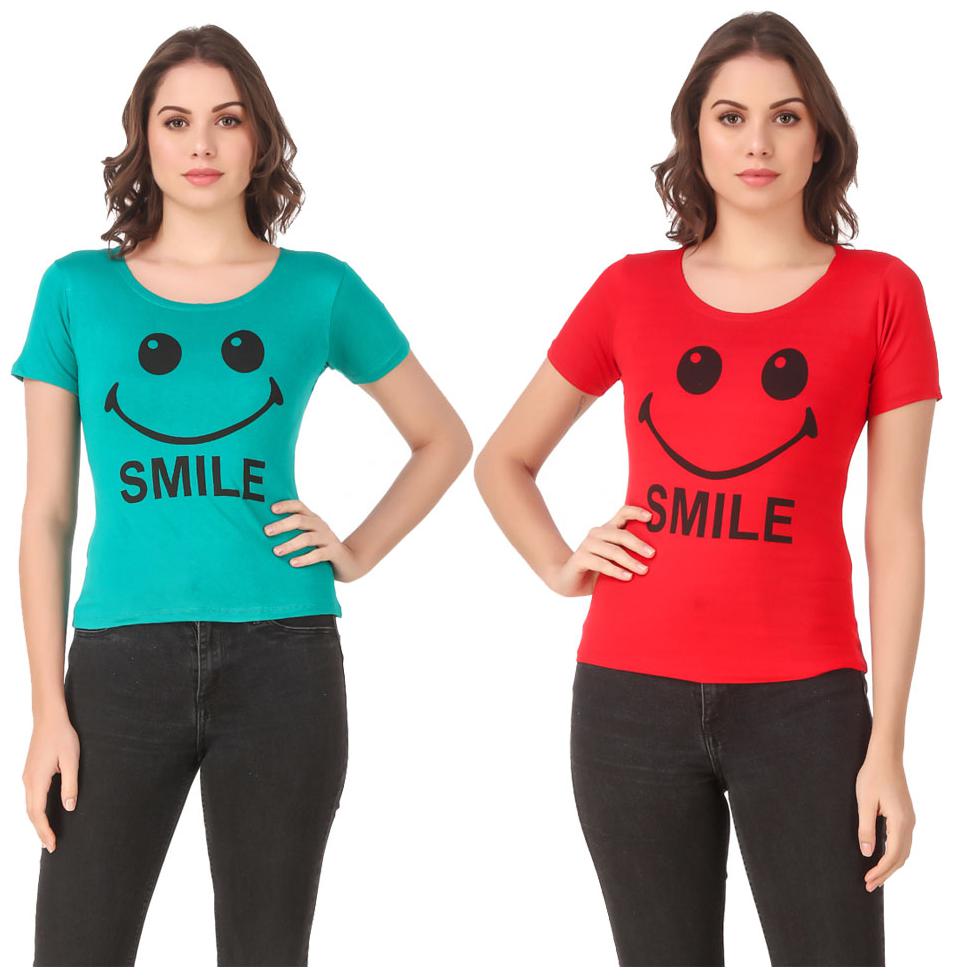 

Krishty Trading Lycra Printed Turquoise Red Color T-Shirt