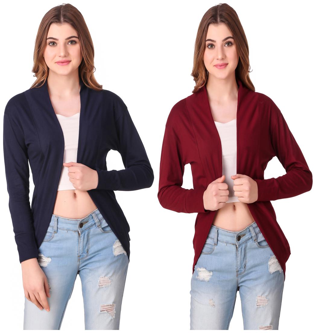 

Krishty Trading Casual Wear Shrug for women Navy Blue Maroon