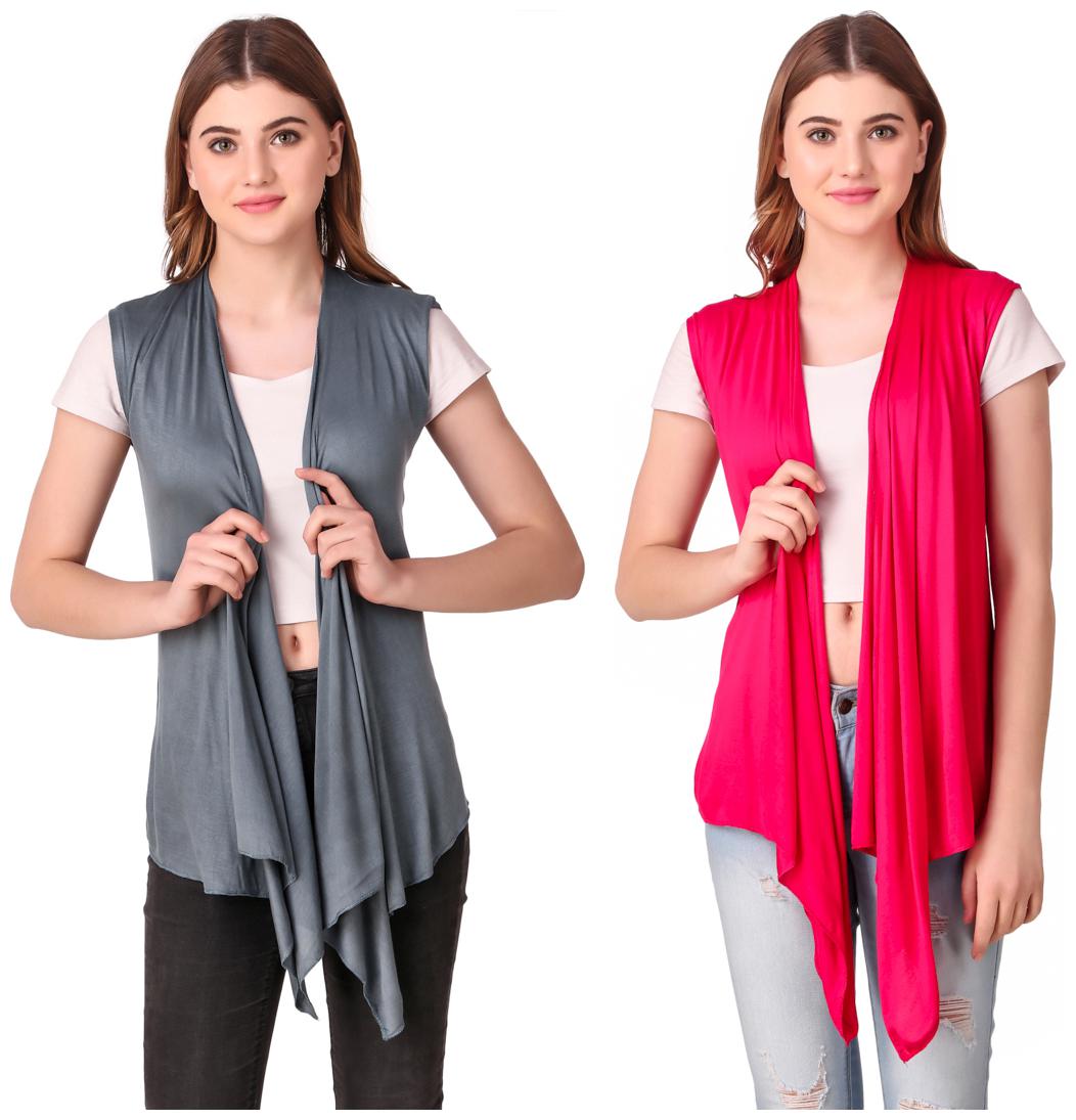 

Krishty Trading Women Shrug - Grey Pink
