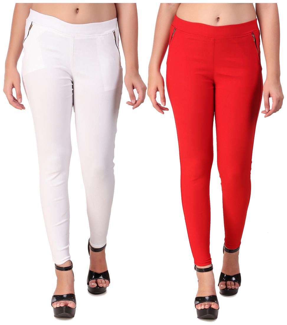 

Krishty Trading Women White Red Skinny fit Jegging