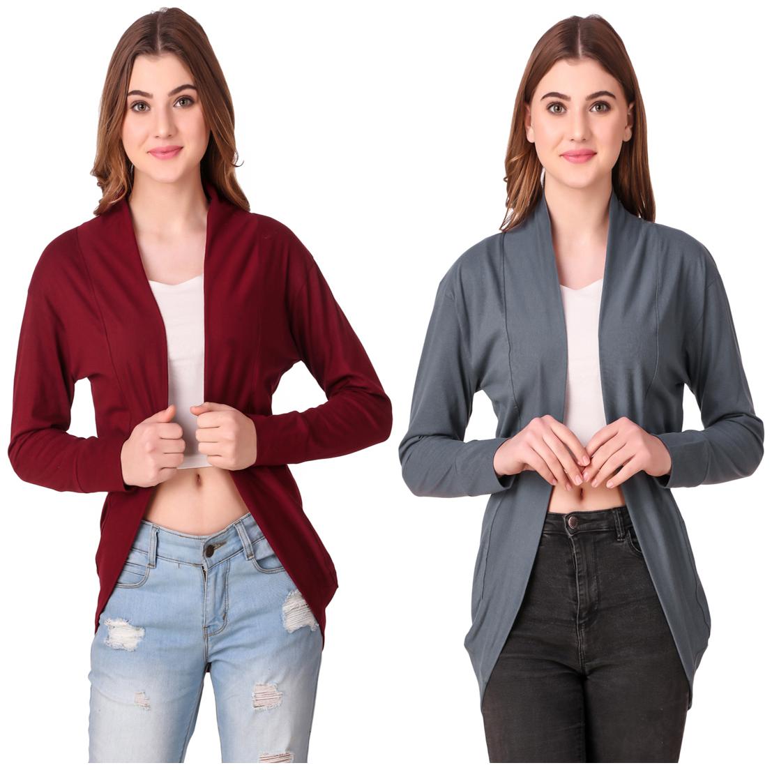 

Krishty Trading Women Shrug - Maroon Grey