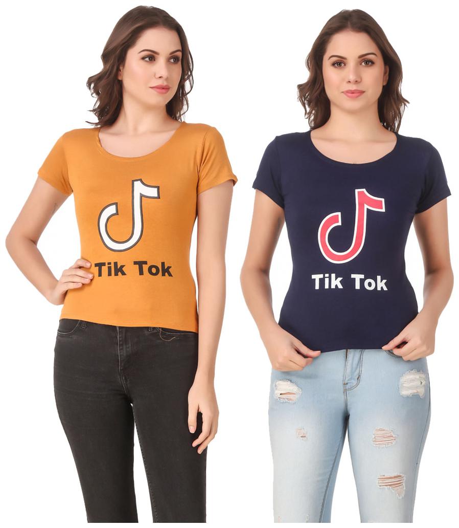 

Krishty Trading Lycra Printed Yellow Navy Color T-Shirt