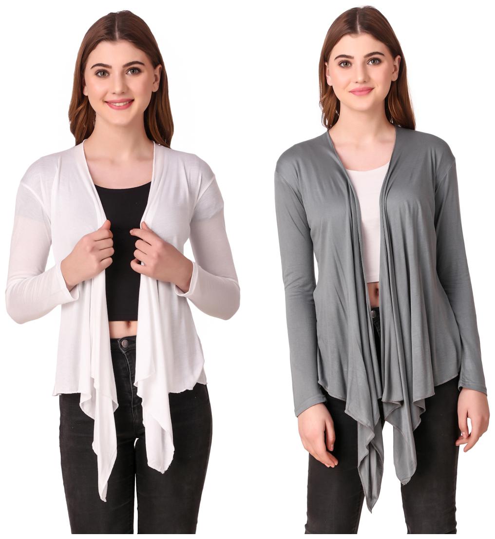 

Krishty Trading Women Shrug - White Grey