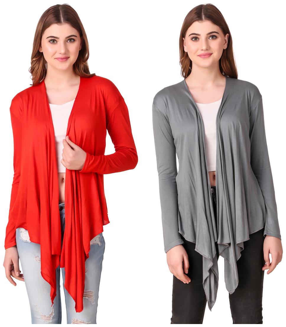 

Krishty Trading Women Shrug - Red Grey