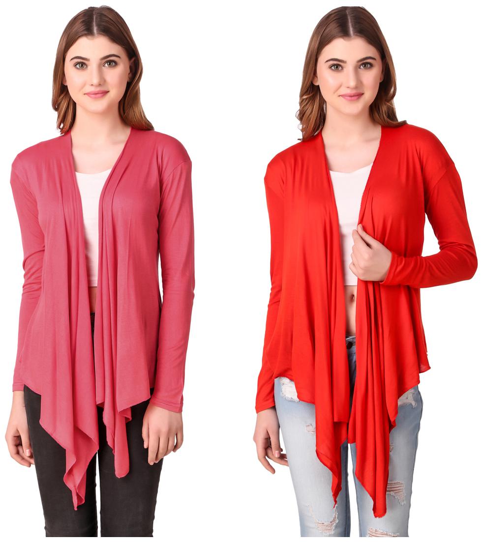 

Krishty Trading Casual Wear Shrug for women Peach Red
