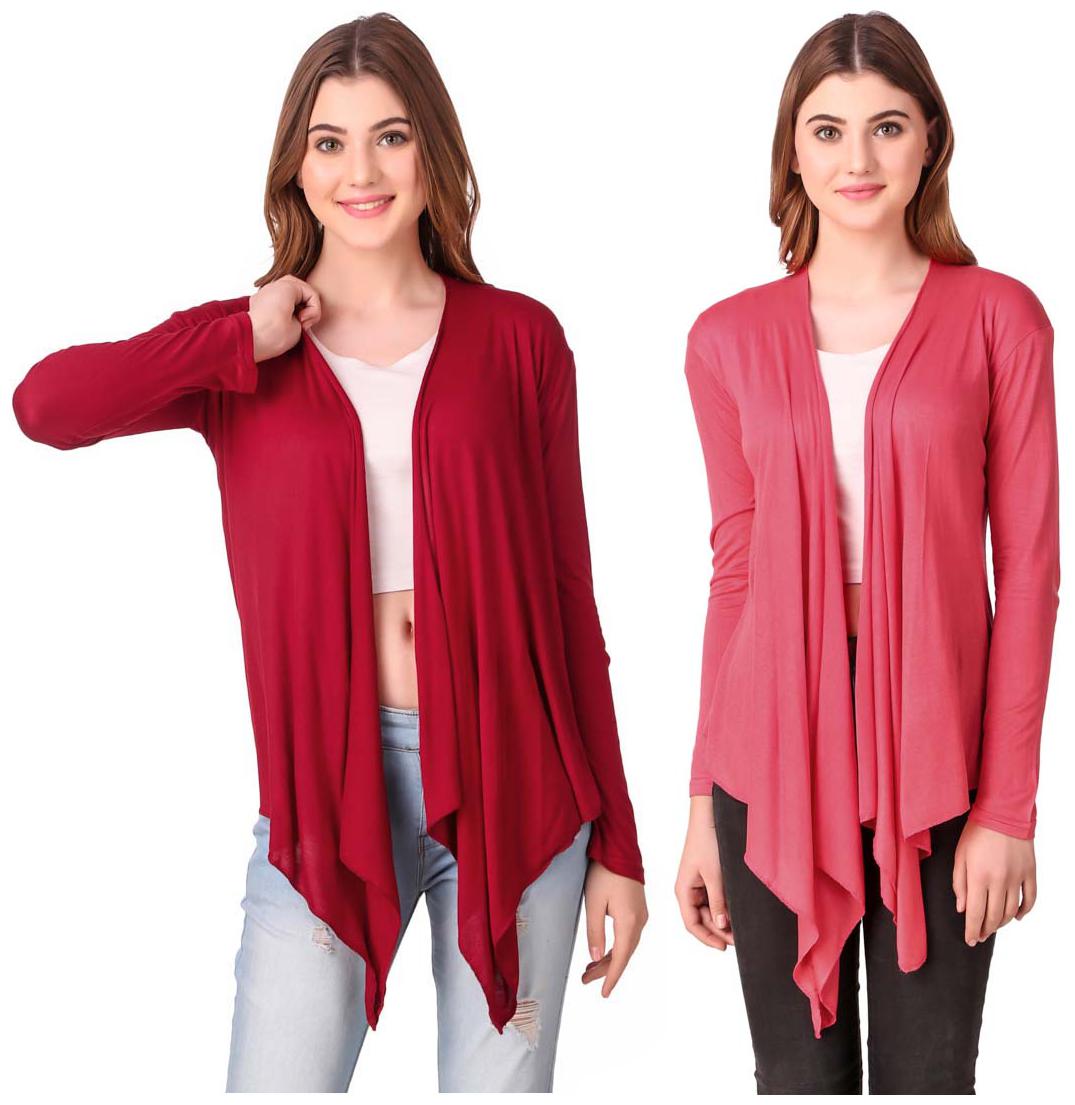

Krishty Trading Casual Wear Shrug for women Maroon Peach