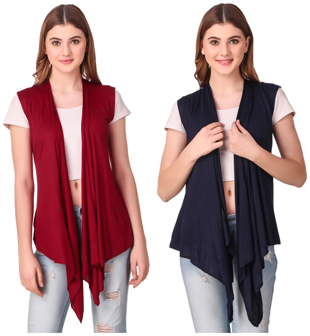 

Krishty Trading Casual Wear Shrug for women Maroon Navy Blue